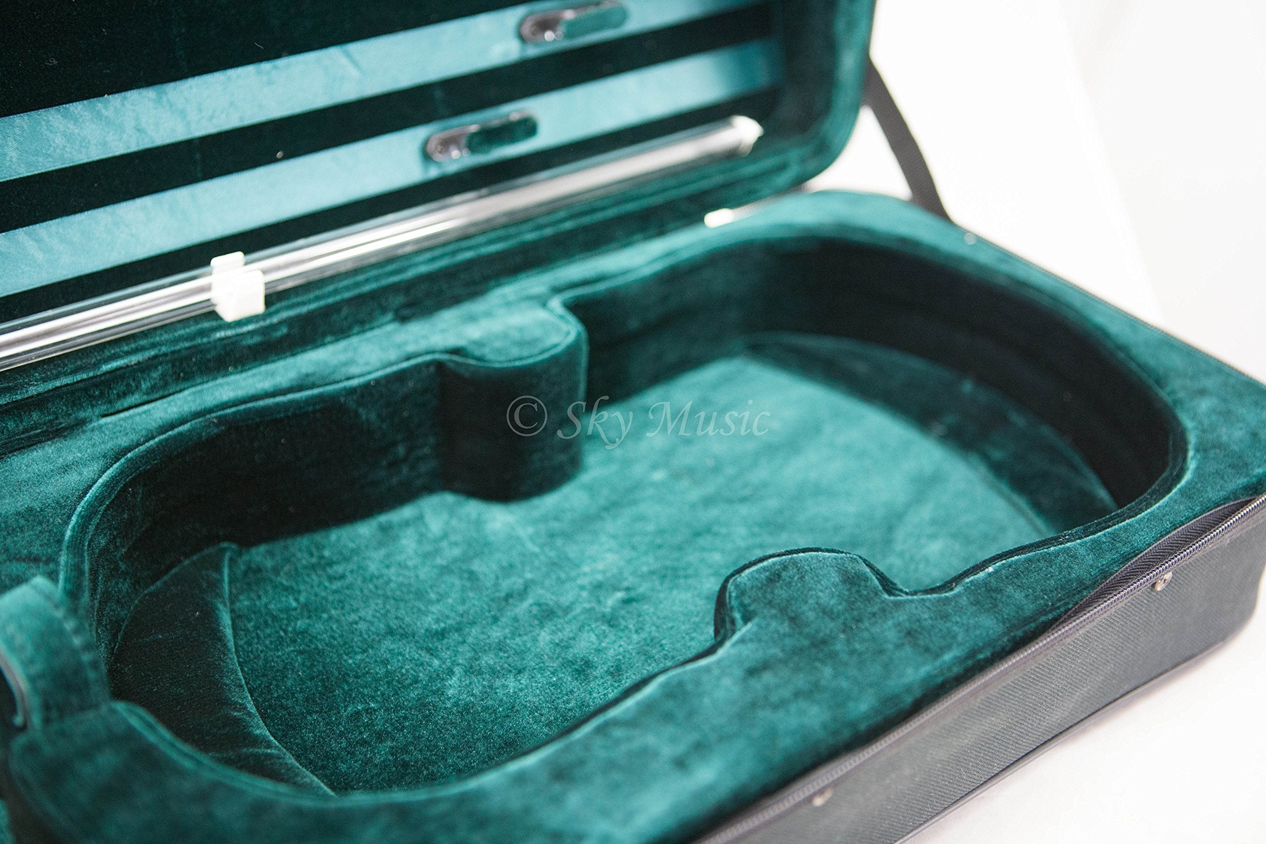 Sky 4/4 Full Size Acoustic Violin Oblong Case Lightweight With Hygrometer Black/Green